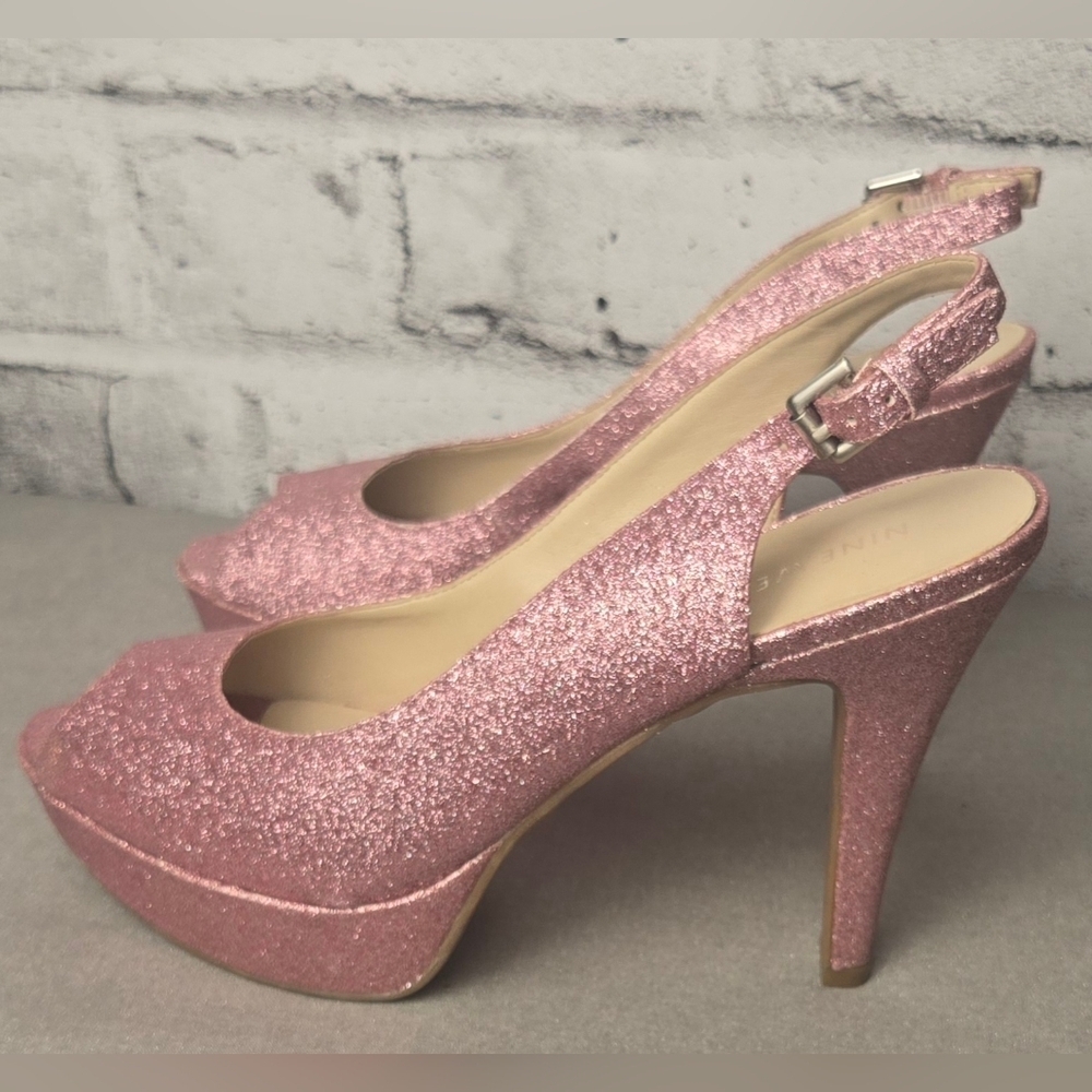 Nine West Pink Glitter Heels 7.5